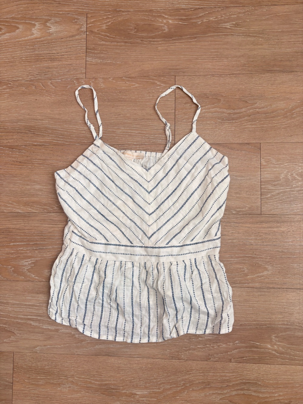 Striped White & Blue Spaghetti Strap Women's Top